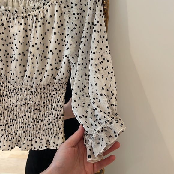 Anthropologie Spotted Top with Smocked Waist, Size XS - Picture 2 of 3